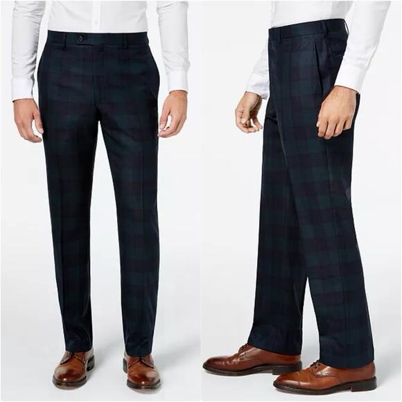 Ralph Lauren Pants Mens 32x30 Green Blue Tartan Plaid 100% Wool Blackwatch Chino - Picture 2 of 11